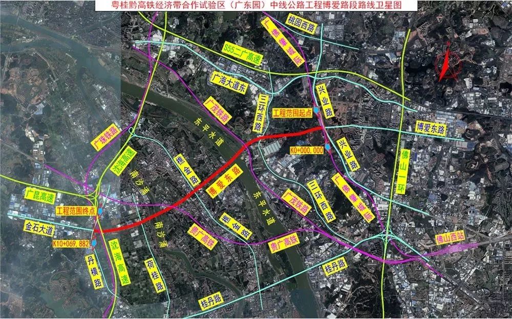 丹横路转入桂丹路进入三水区为南海区和三水区提供一条互通的快速通道
